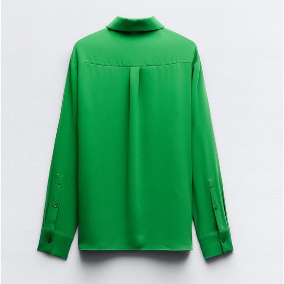 Zara crepe shirt, emerald green - Picture 9 of 13